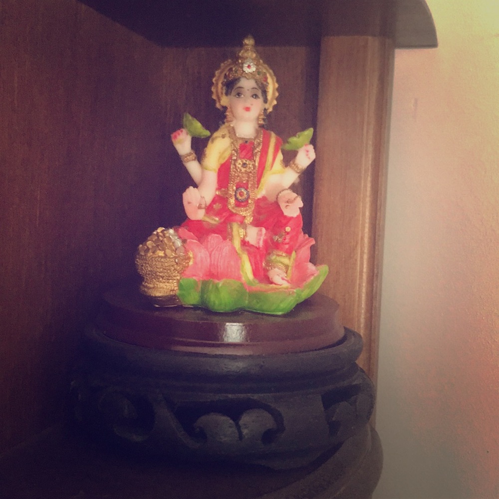 Hand painted ceramic statue of goddess Lakshmi